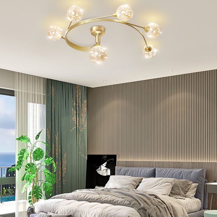 Lámpara de techo esférica múltiple iluminación de techo de vidrio de estilo moderno para dormitorio