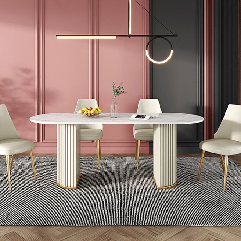 Stone Top Dining Room Table Traditional Luxury Oval Table with Sled Base