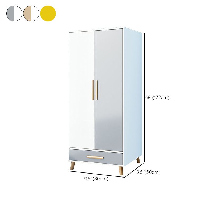 Matte Finish Cabinet with Clothes Rail Modern Hinged Door Wardrobe for Home