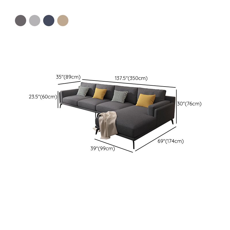 L-shape 4-seater Fabric Sectional Slipcovered Square Arm Sectional