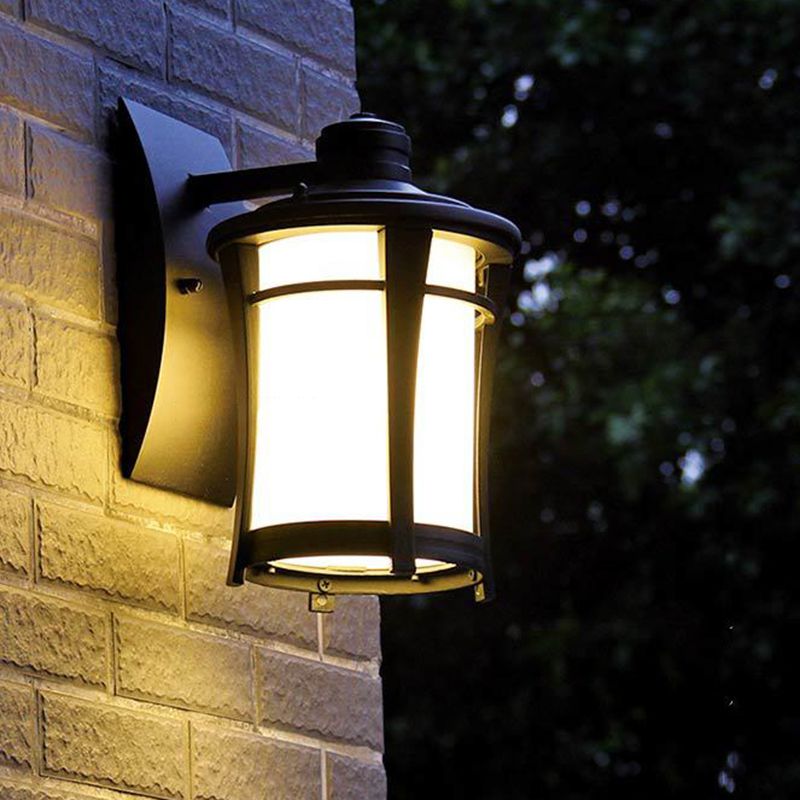 1-Light Sconce Lamp Farmhouse Jar White/White and Yellow Glass Wall Mounted Lighting in Copper for Courtyard