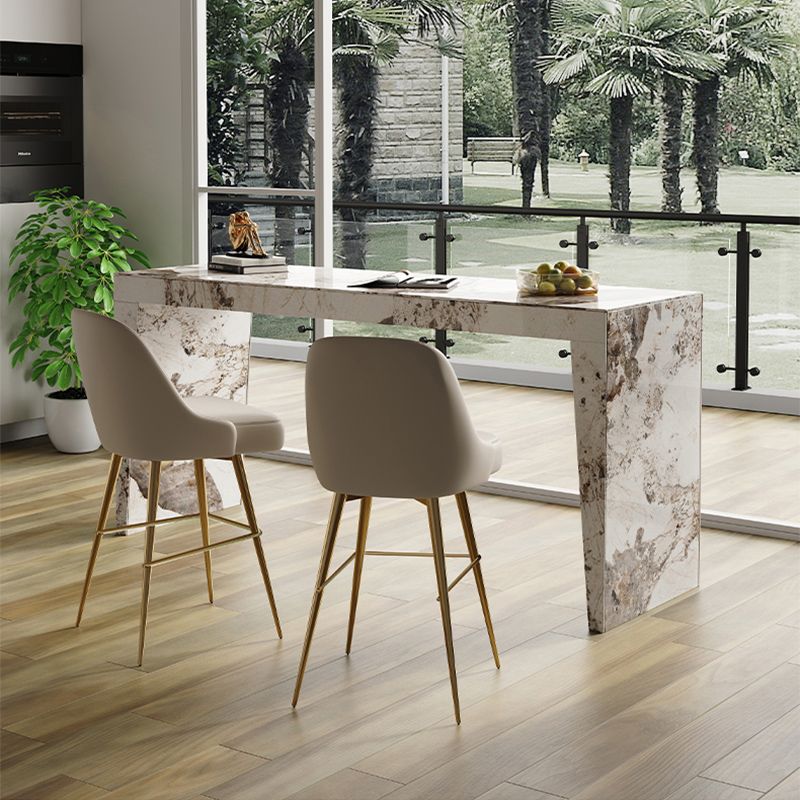 Modern Style Rectangle Bar Table Stone Fixed Bistro Bar Desk for Living Room