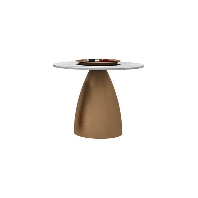 Glam Round Slate Cocktail Table Tray Top Brushed Metal Coffee Table