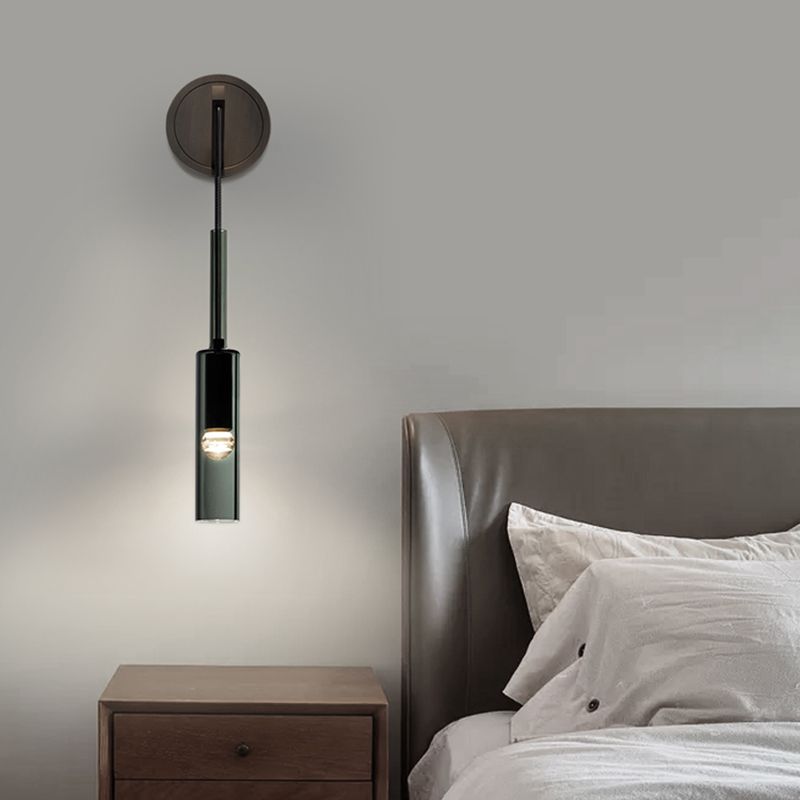 Modernism Wall Sconce Glass Wall Light Fixture in Black for Bedroom