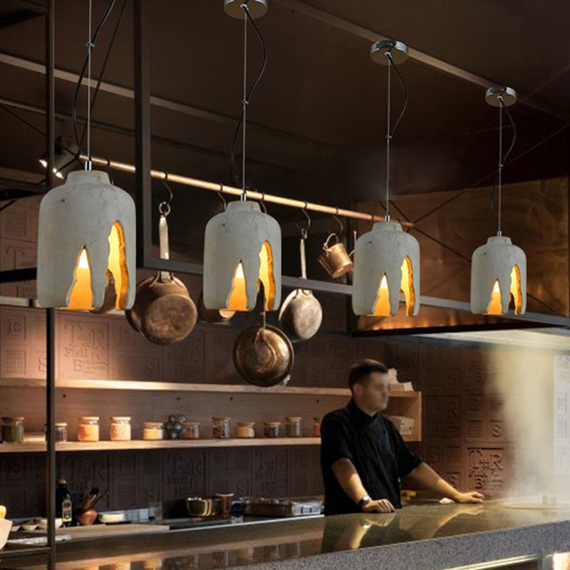 Cement 1-Light Hanging Lamp, Minimalist Gray Pendant Lighting for Living