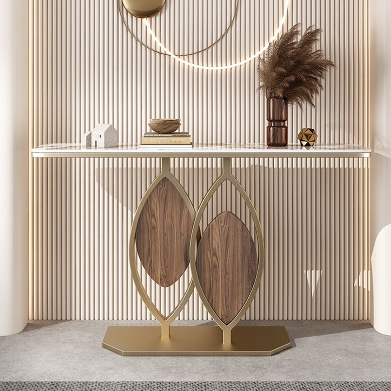 Stain Resistant Glam Marble/metal Rectangle Console Table in Brown/blue