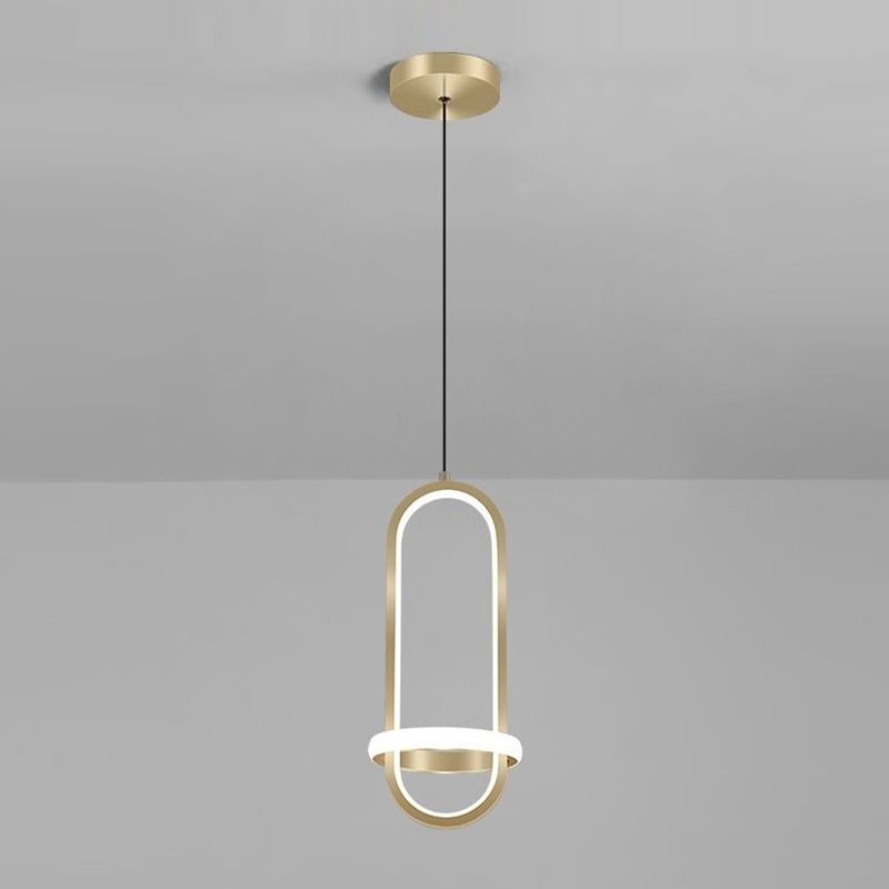 Linear Shape Hanging Lighting Modern Style Metal 2 Light Hanging Lamp for Bedroom