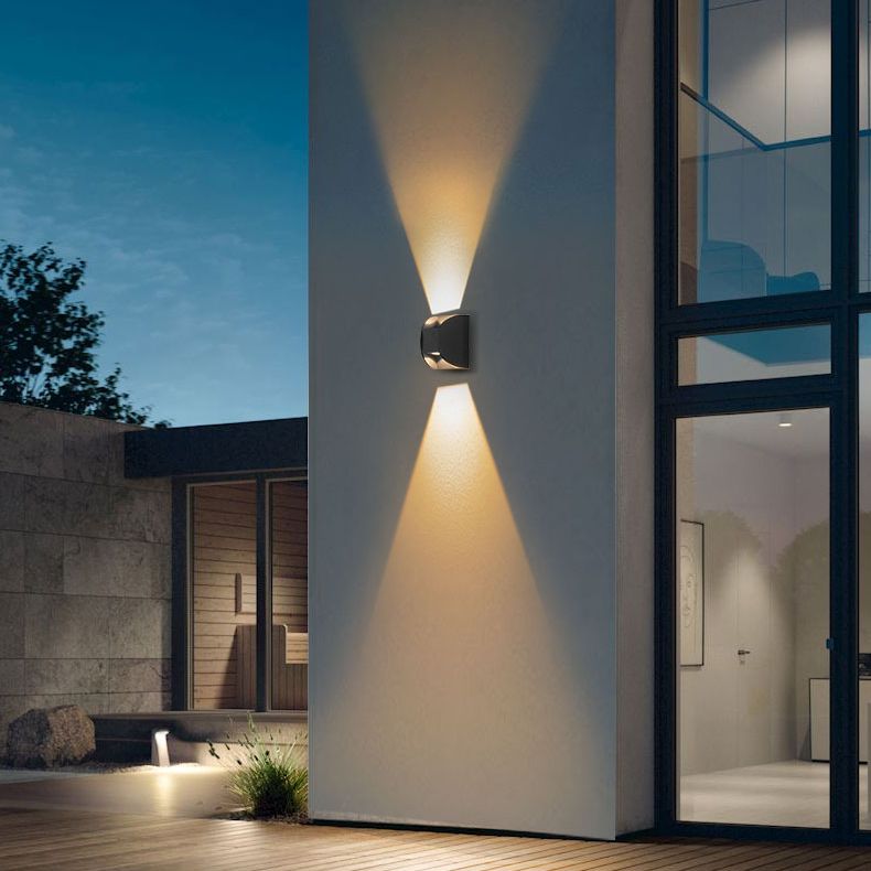 Black LED Wall Sconce in Modern Creative Style Aluminium Waterproof Spotlight with Glass Shade
