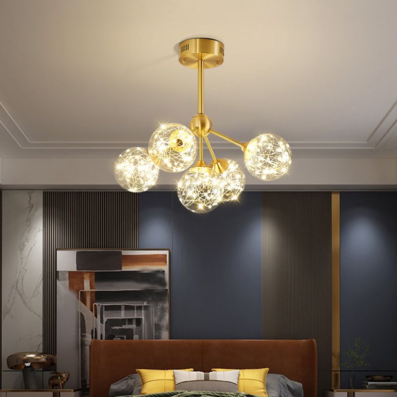 Spherical Branch Hanging Lights Modern Style Glass Hanging Lighting for Bedroom
