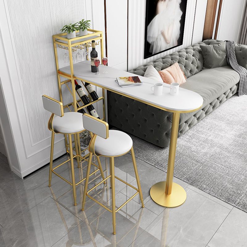 Table à manger à barres moderne Table de pub à hauteur de barre intérieure avec étagères de 42 pouces