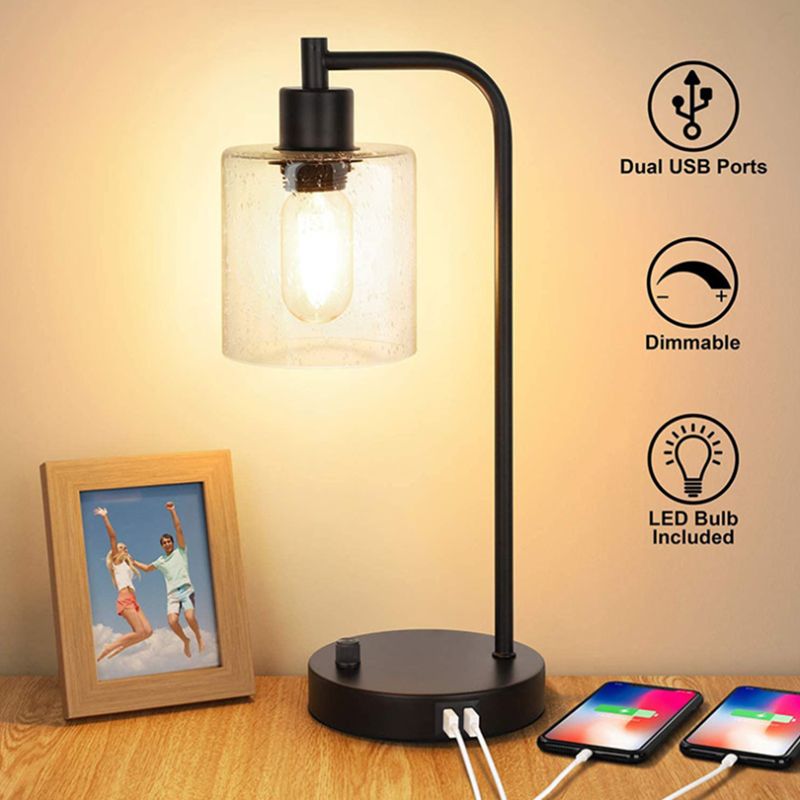 Industriële trommeltafel lichtglas 1 lichte tafellamp
