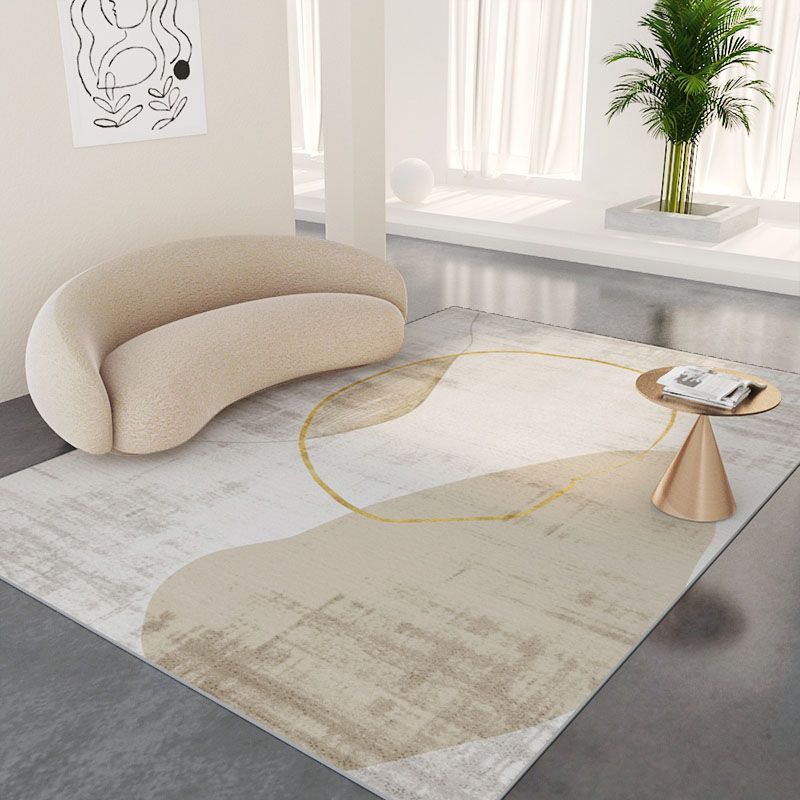 Minimalist Carpet Washable Contrast Panel Rug Polyster Non-Slip Backing Area Rug for Living Room