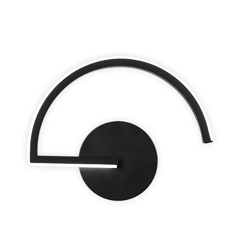 Black Semicircle Wall Light Minimalist LED Iron Wall Mount Sconce for Bedroom in Warm/White Light
