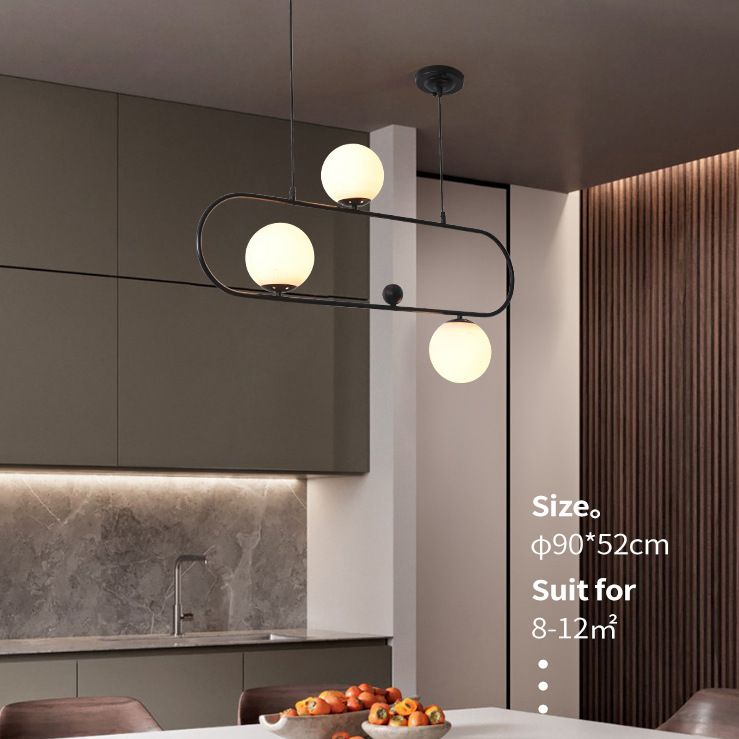 Modern Minimalism Ellipse Shape Island Pendant Lighting Globe Glass Island Ceiling Light for Living Room