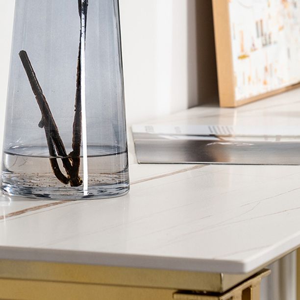 Glam Marble Counter Table with Rectangle Table Top Sled Table - 41.3" H