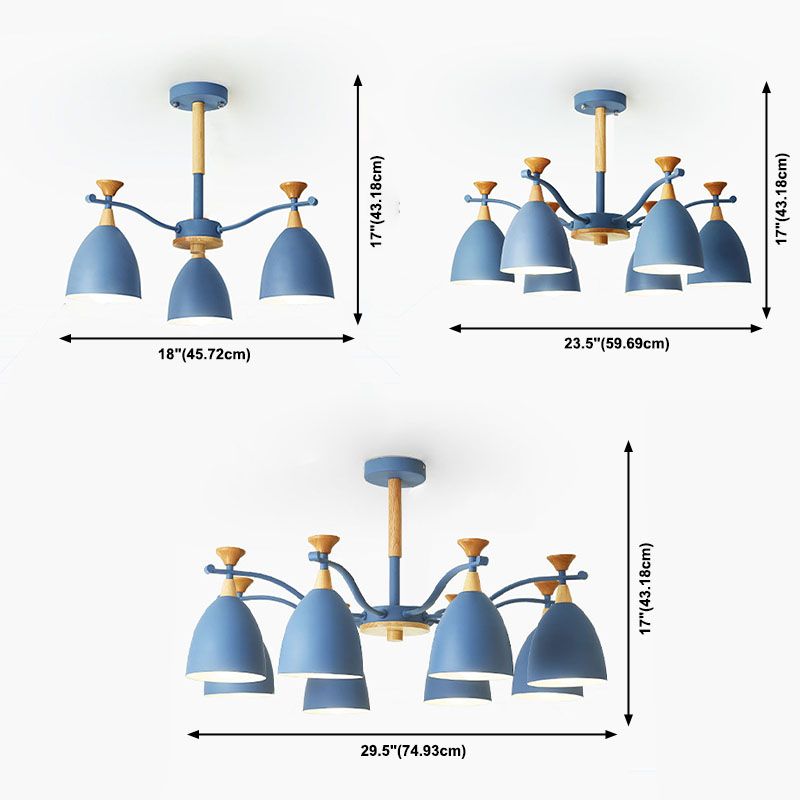 Luces colgantes de metal colgante de lámpara de cono de cono de macarrón