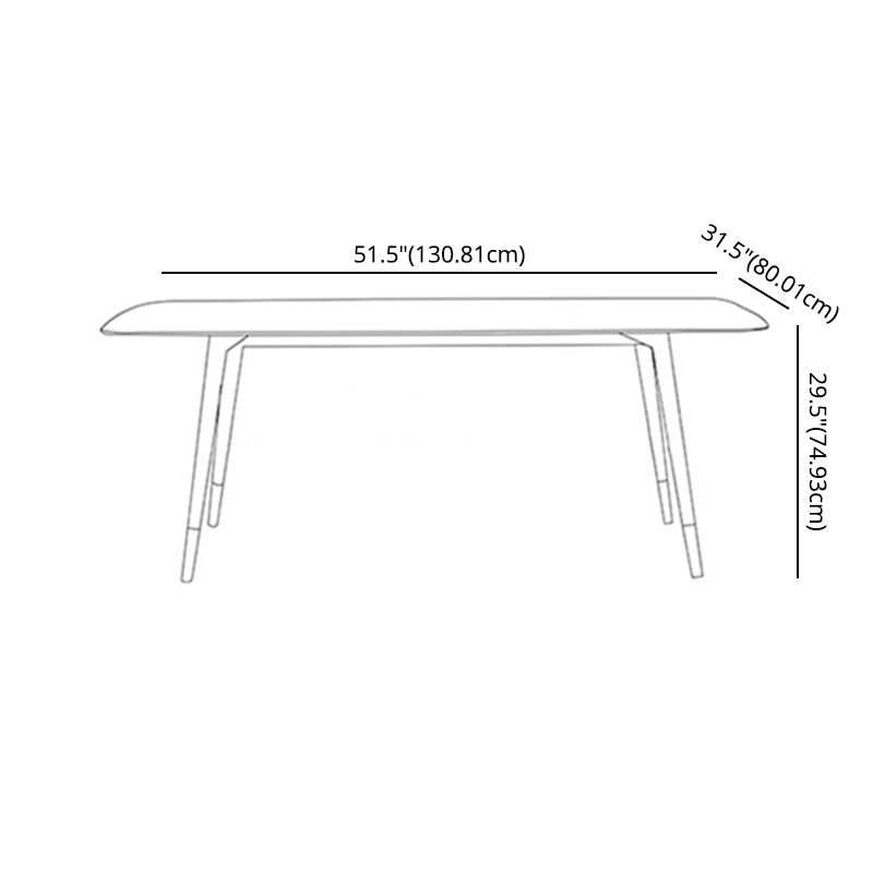 Modern White Slate Dining Set with Rectangle Table White Dining Set with 4 Legs Base