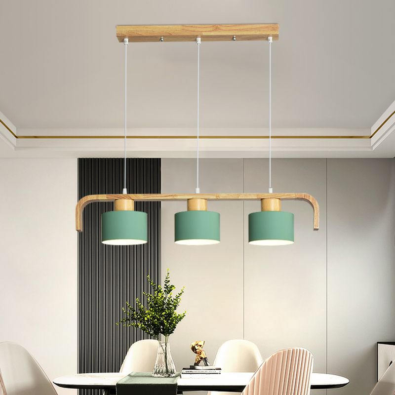 Metal Drum Shade Island Light 3/4 Heads Nordic Simple Chandelier Light for Dining Room Kitchen