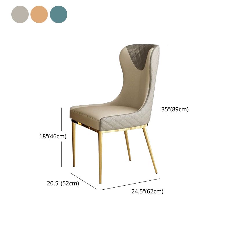 Nordic Style Wingback Armless Dining Chair Leather Dining Side Chair