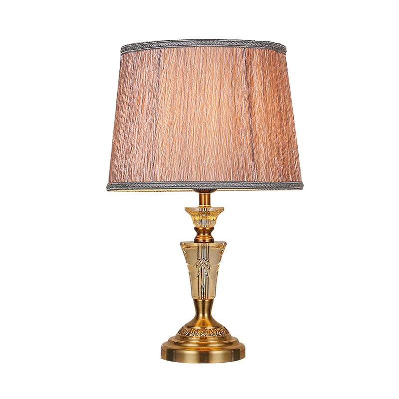 1 helle Nachttischleichte Landschaft Falten Schatten Stoff Nachttisch Lampe in Beige/Rosa mit Kristallbasis