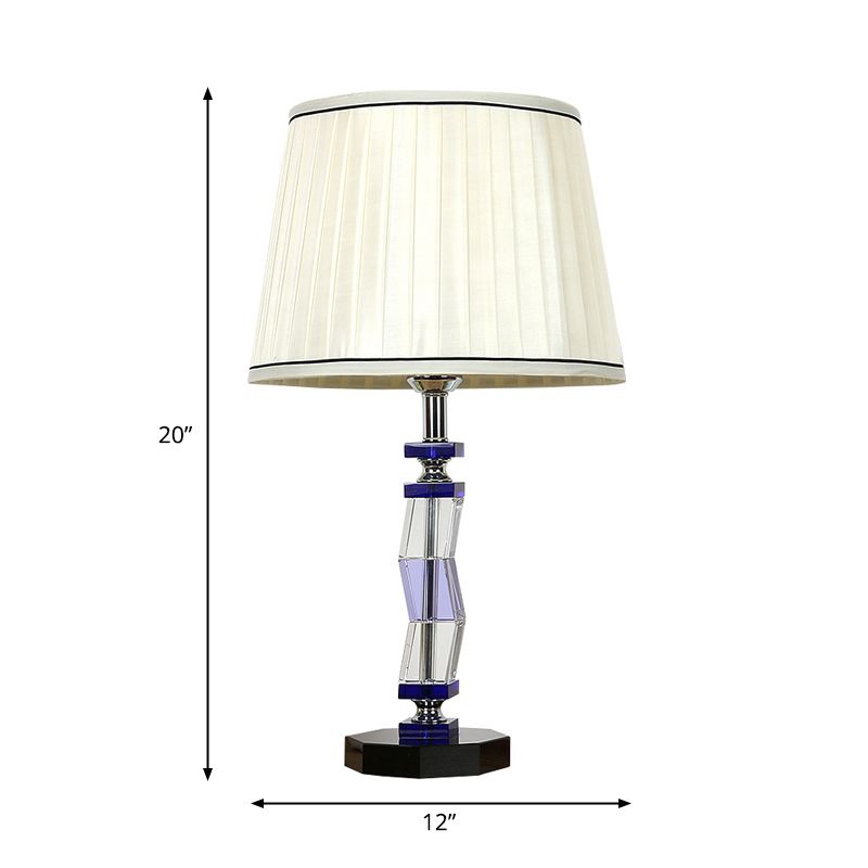 Tapered Drum Bedroom Table Lamp Countryside Fabric Single Light White Night Light