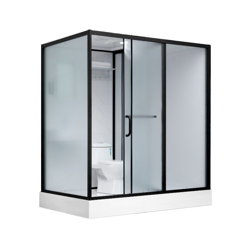Shower Enclosure Clear Framed Single Sliding Rectangle Black Shower Stall