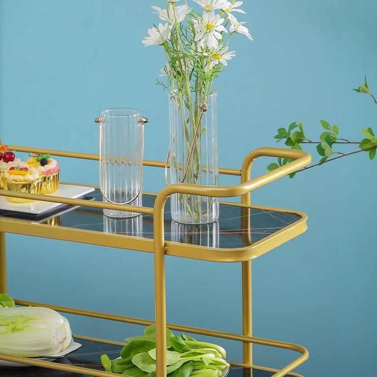 Modern Rolling Prep Table Metal Rectangular Prep Table for Home Use