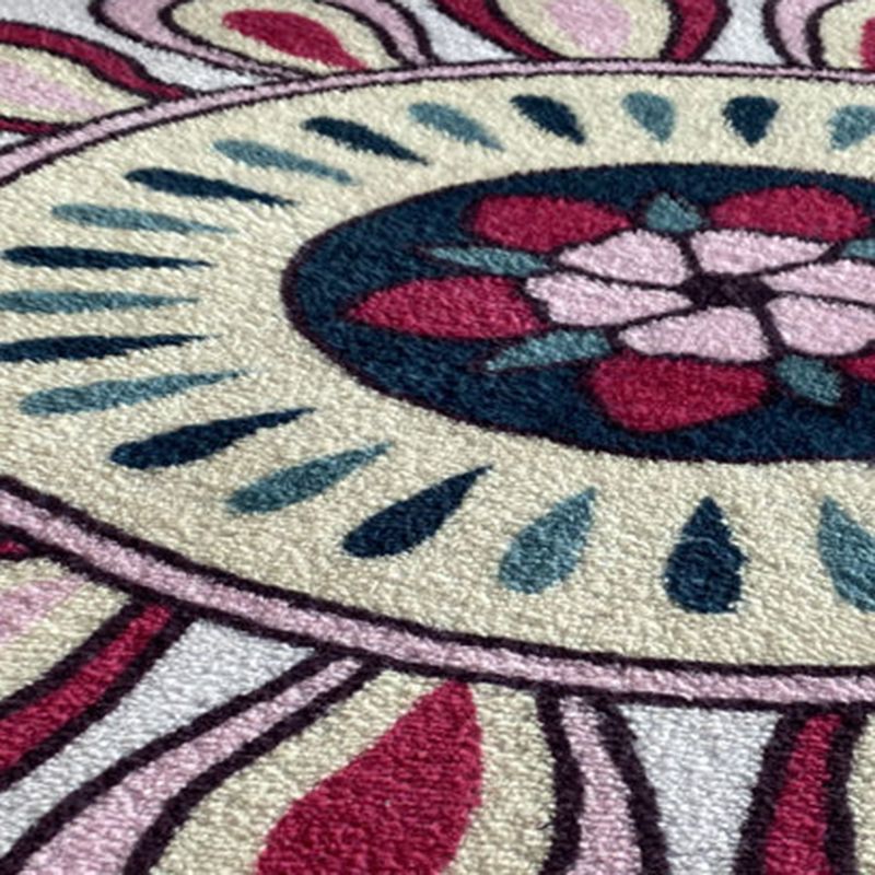 Black Bohemian Rug Polyester Graphic Rug Non-Slip Backing Rug for Drawing Room