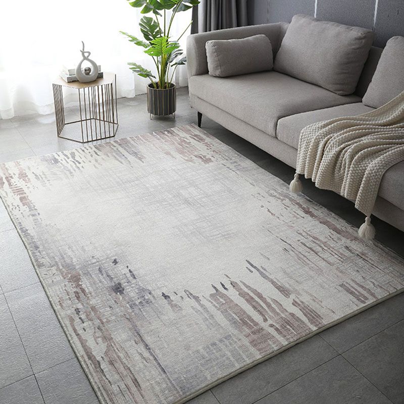 Gray Modern Rug Polyester Abstract Pattern Area Rug Washable Rug for Home Decor