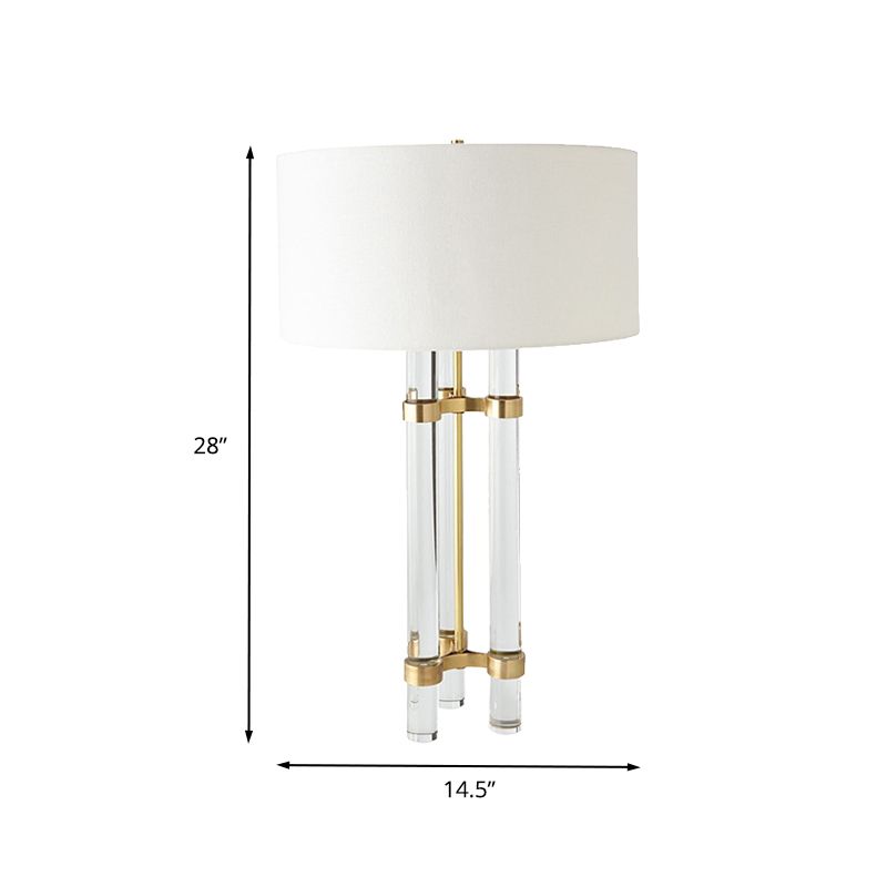 1 tête de tâche cylindrique légère moderniste coupée à main lampe de chevet en cristal en or