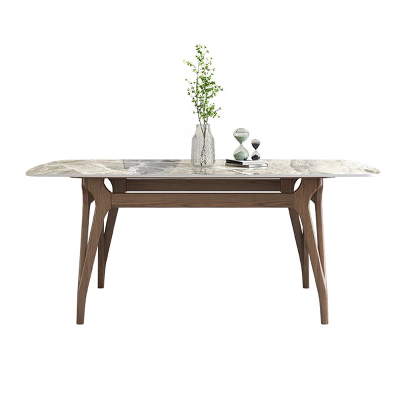 Sintered Stone Top Rectangle Table for Restaurant Modern Dining Table with Ash Wood 4 Legs