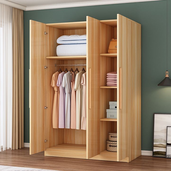 Freestanding Wood Frame Wardrobe Modern Hinged Soft Close Doors Wardrobe