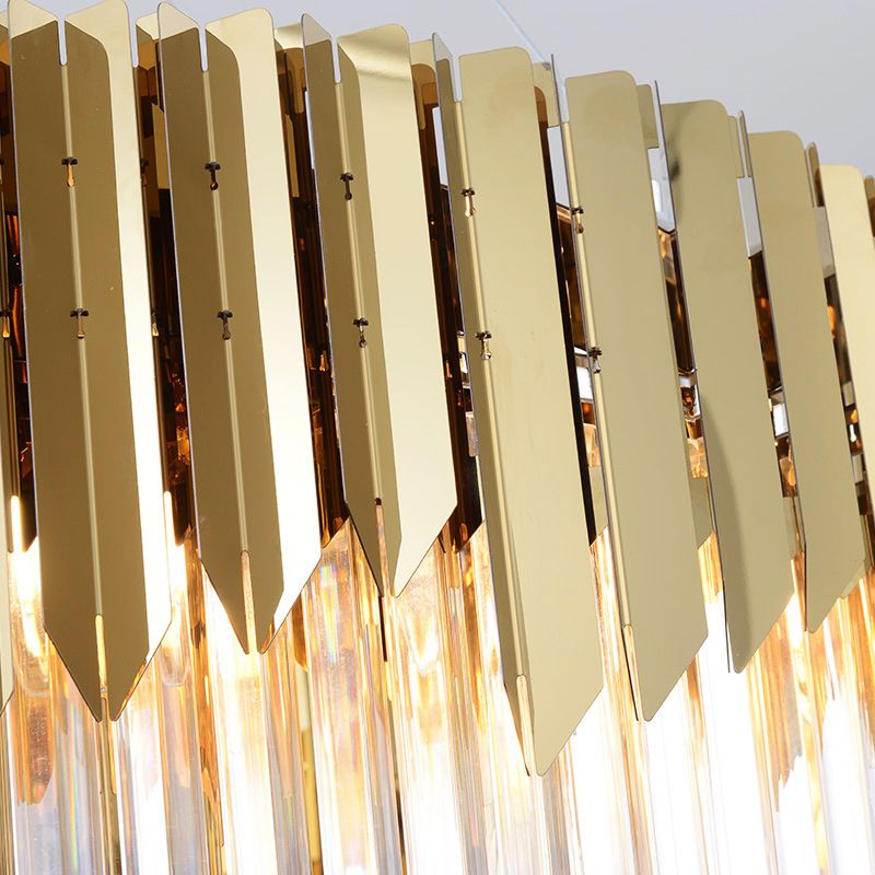 Lampadino a pendente dorato contemporaneo da 8/12 luci a 12 luci con tonalità di cristallo tierd a livello