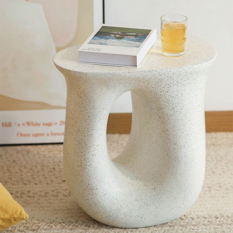 12" Wide Contemporary Corner Table White Concrete Accent Side Table