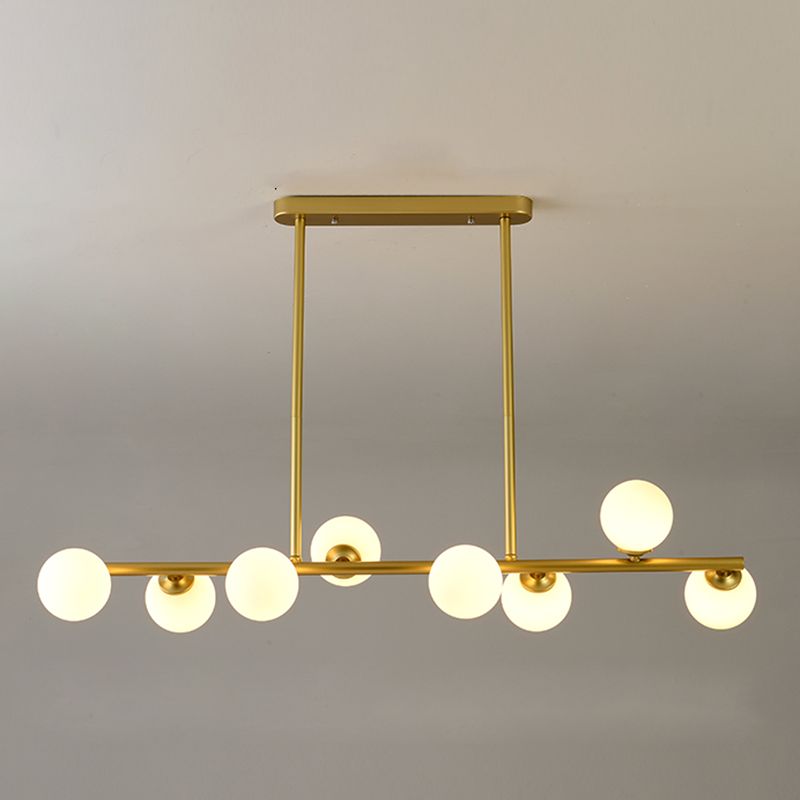 Moderne Stil Kugeldecke Anhänger Lichter weißes Glas 8 hängende Anhängerleuchten