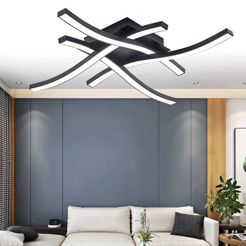 Metal Linear Flush Ceiling Lights Modern 4-Lights Flush Mount