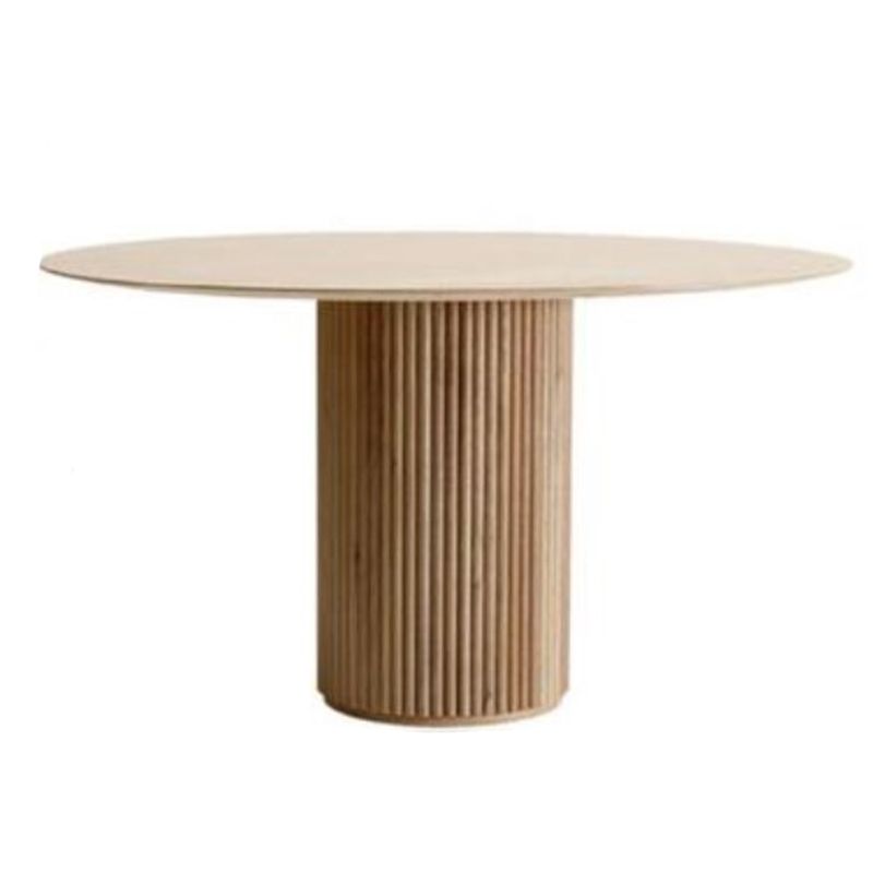 Simple Round Top Dining Table Solid Wood Base Dining Table for Living Room