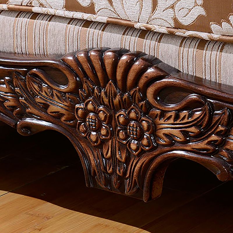 49" High Rustic Rolled Arm Sofa Linen Curved Sofa with Camel Back for Apartment