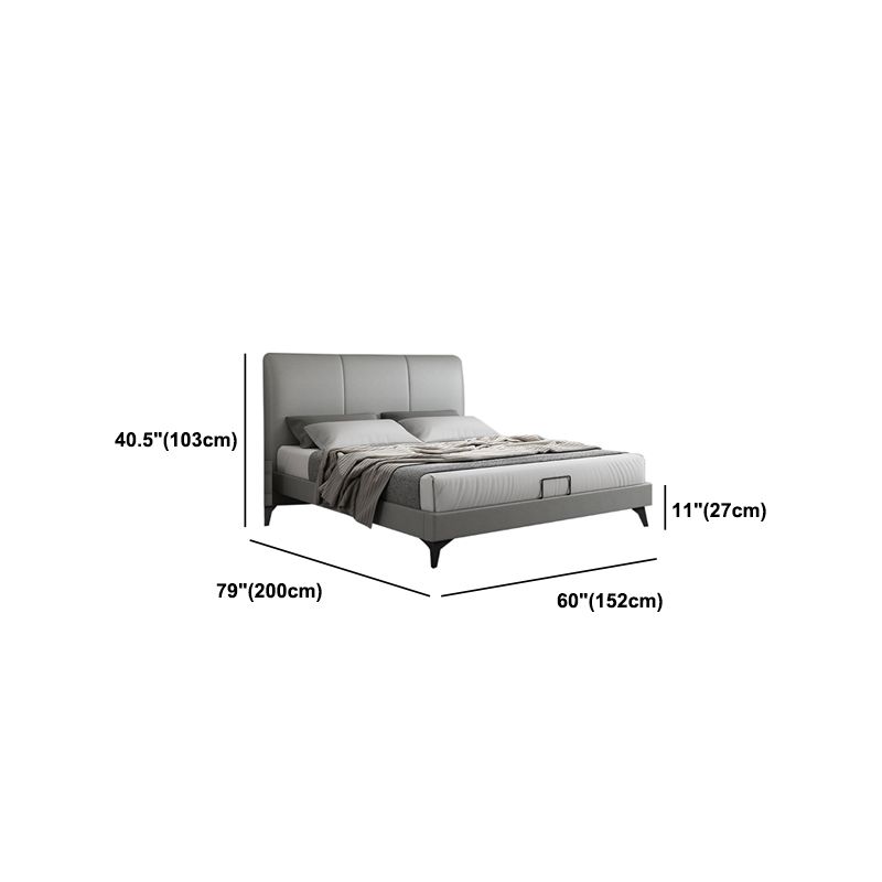Modern Wooden Headboard with Rectangular Panel and Metal Legs