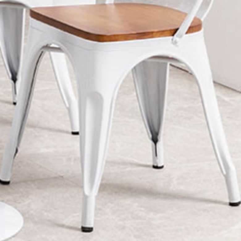 Slat Back Arm Chairs Contemporary Dining Chairs with Metal Base