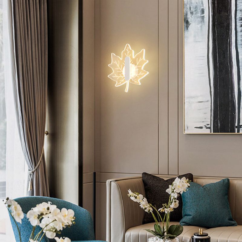 Metal and Acrylic LED Wall Flush Mount Contemporary in Black / White / Gold