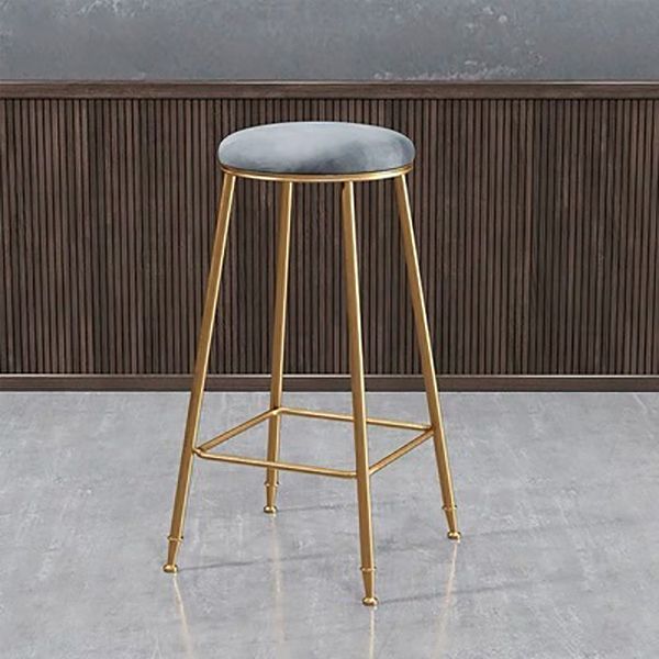 Nordic Glam Bar Stool Round Counter Bar Stool with Metal Legs for Kitchen