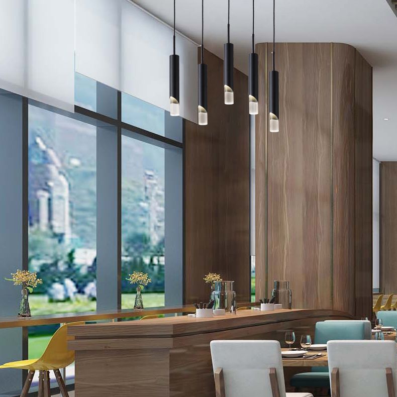 Aluminium Cylindrical LED Pendant Light in Modern Concise Style Acrylic Hanging Lamp for Interior Spaces