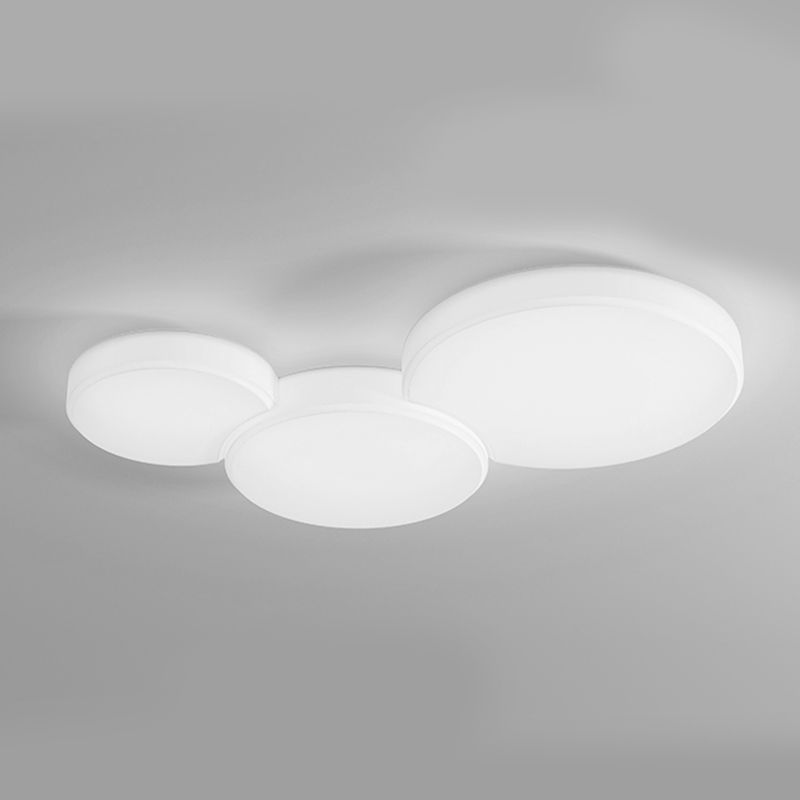 Modern Metal Flush Mount Geometric Shape Ceiling Light with Plastic Shade for Living Room