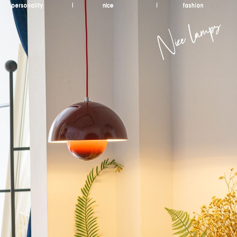 1 Light Metal Suspension Pendant Modern Semi Spheres Dining Room Hanging Light Fixtures