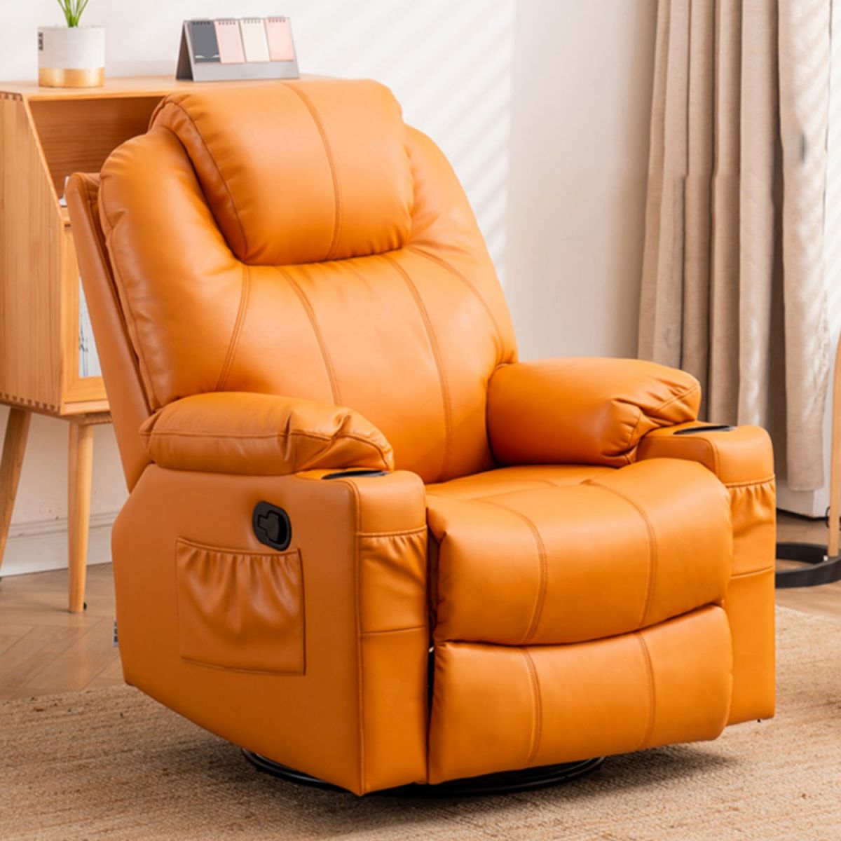 Solid Color Recliner Chair Massage Swivel Rocker Standard Recliner