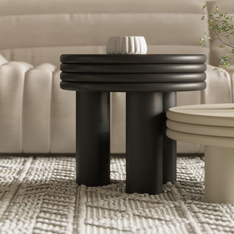 Contemporary Simple 3 Legs Coffee Table Round Wood Cocktail Table Set