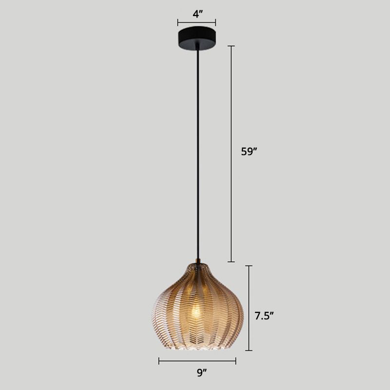 Wavy Glass Shaded Hanging Lamp Nordic Style Single Pendant Ceiling Light for Dining Room