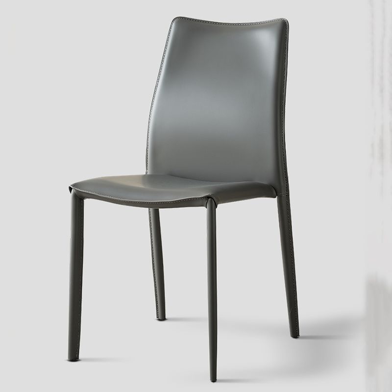 Faux Leather Upholstered Indoor Chair Matte Finish Solid Back Side Chair