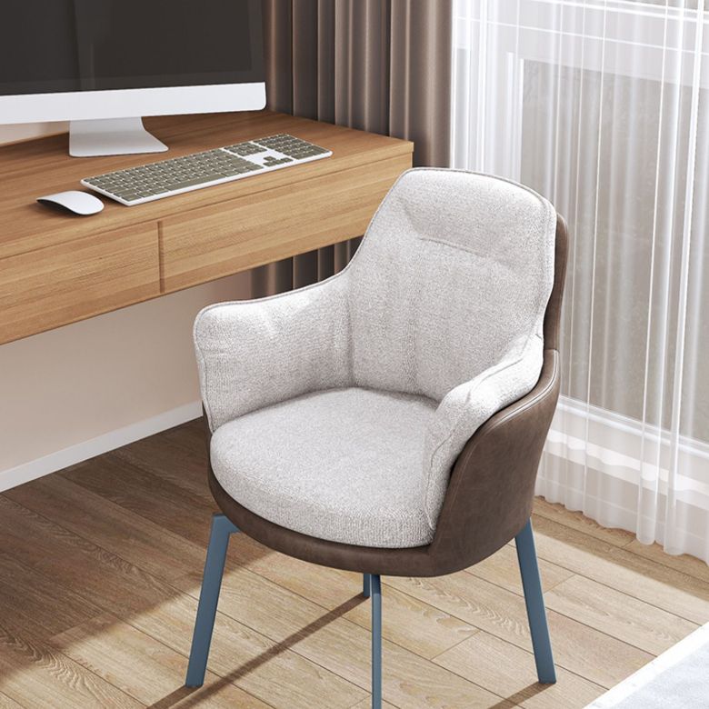 Industrial Kitchen Dining Chairs Fabric Arm Dining Chairs with Metal Legs